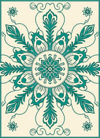 Teal Floral Medallion Cream Rug
