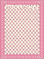 Pink Floral Lattice Cream Rug