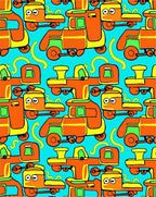 Whimsical Orange Train Cartoon Rug