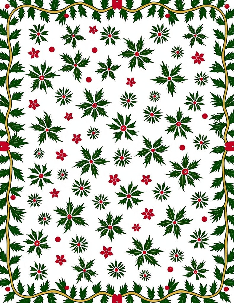 Green Holly Red Berry Wreath Rug