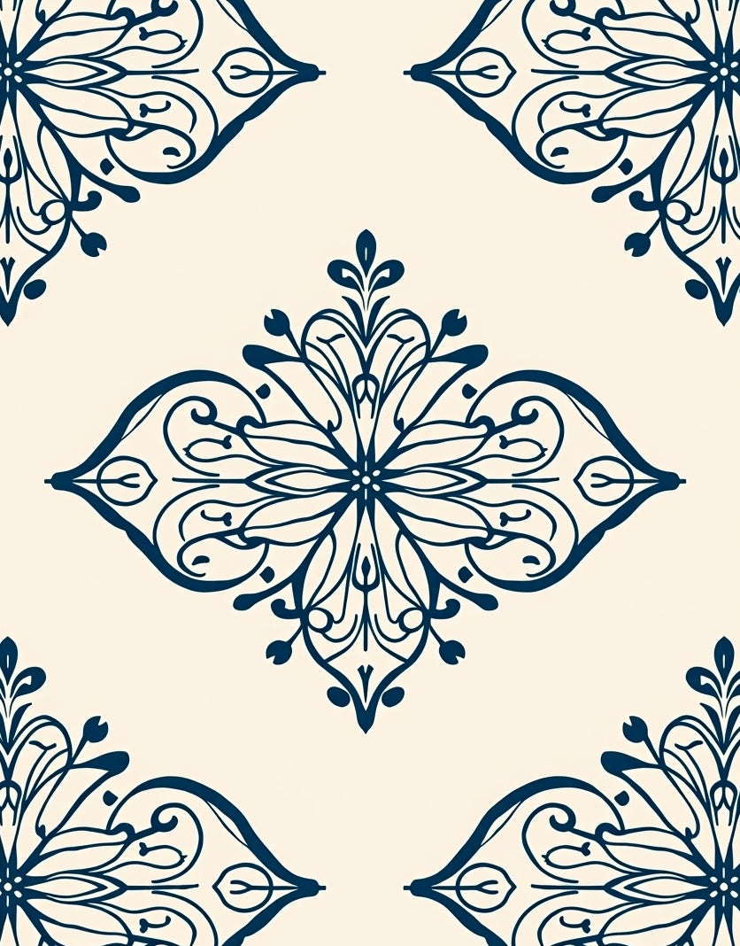 Navy Symmetry Floral Medallion Rug