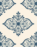 Navy Symmetry Floral Medallion Rug