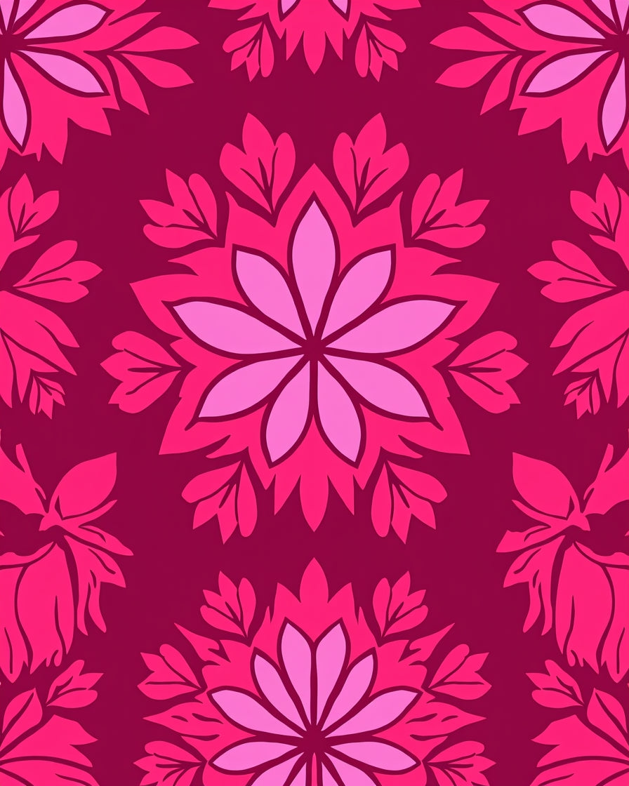 Magneta Pink Floral Mandala Rug