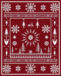 Deep Red Winter Forest Snowflake Rug