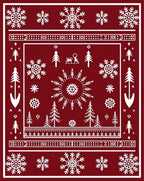 Deep Red Winter Forest Snowflake Rug