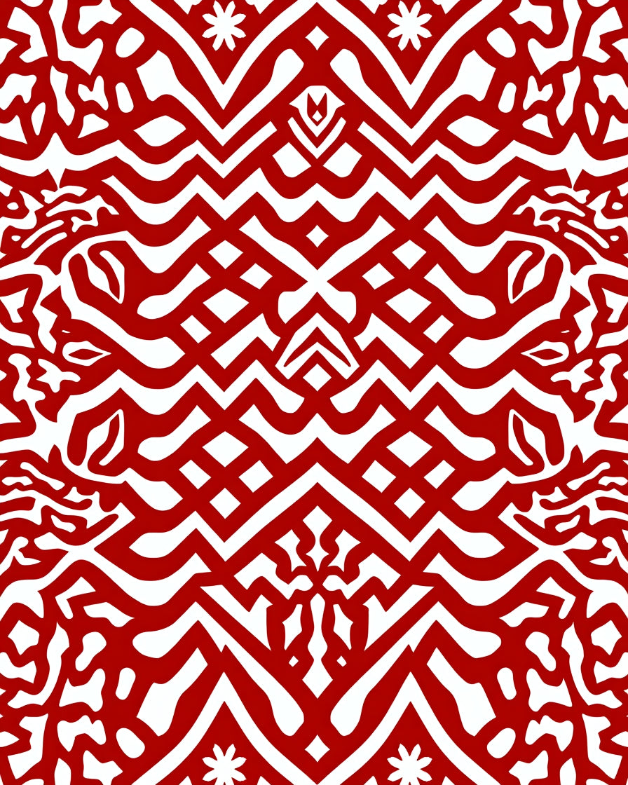 Bold Red Tribal Interlace Rug