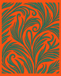 Vibrant Teal Swirl Tropical Foliage Rug