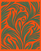 Vibrant Teal Swirl Tropical Foliage Rug