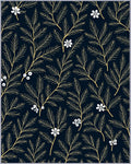 Deep Navy White Floral Branch Rug