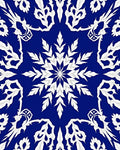 Royal Blue White Intricate Floral Medallion Rug