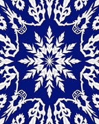 Royal Blue White Intricate Floral Medallion Rug