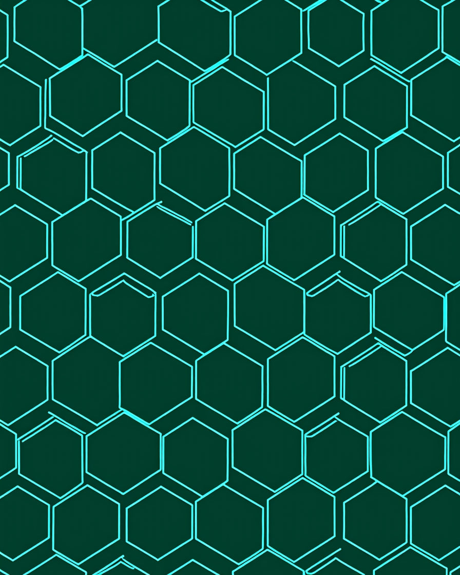Teal Hexagonal Grid Dark Green Rug