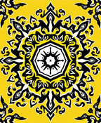 Vibrant Yellow Black Medallion Splatter Rug