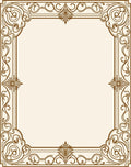 Vintage Sepia Scrollwork Border Rug