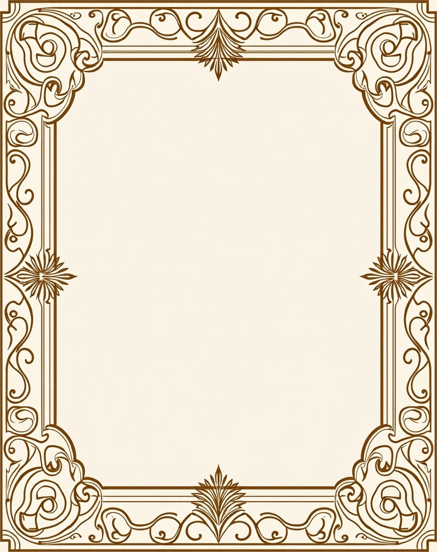 Vintage Sepia Scrollwork Border Rug