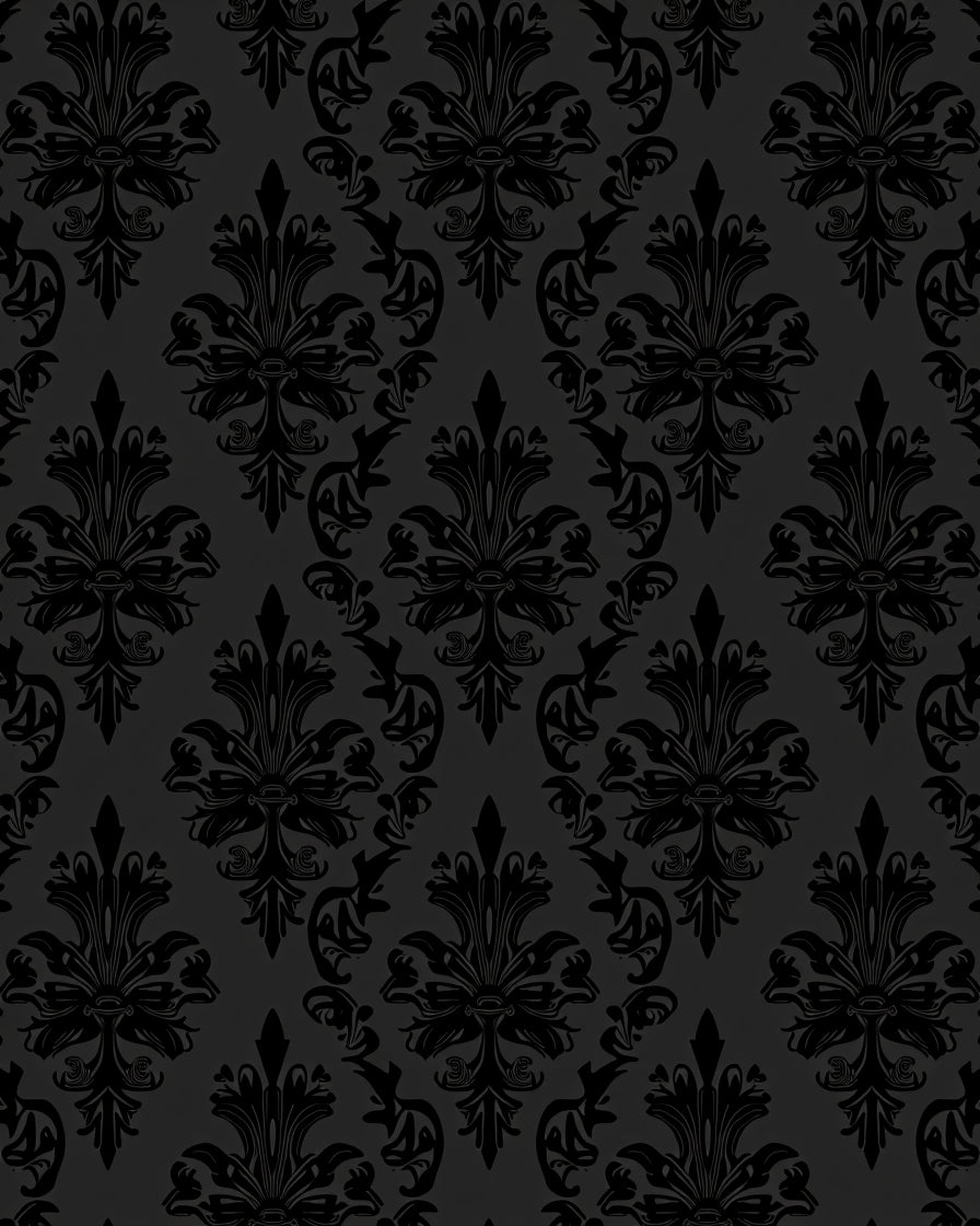 Dark Gray Vintage Floral Tapestry Rug
