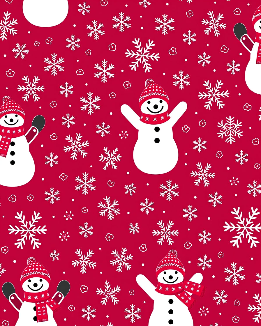 Charming Snowman Snowflake Holiday Background Rug
