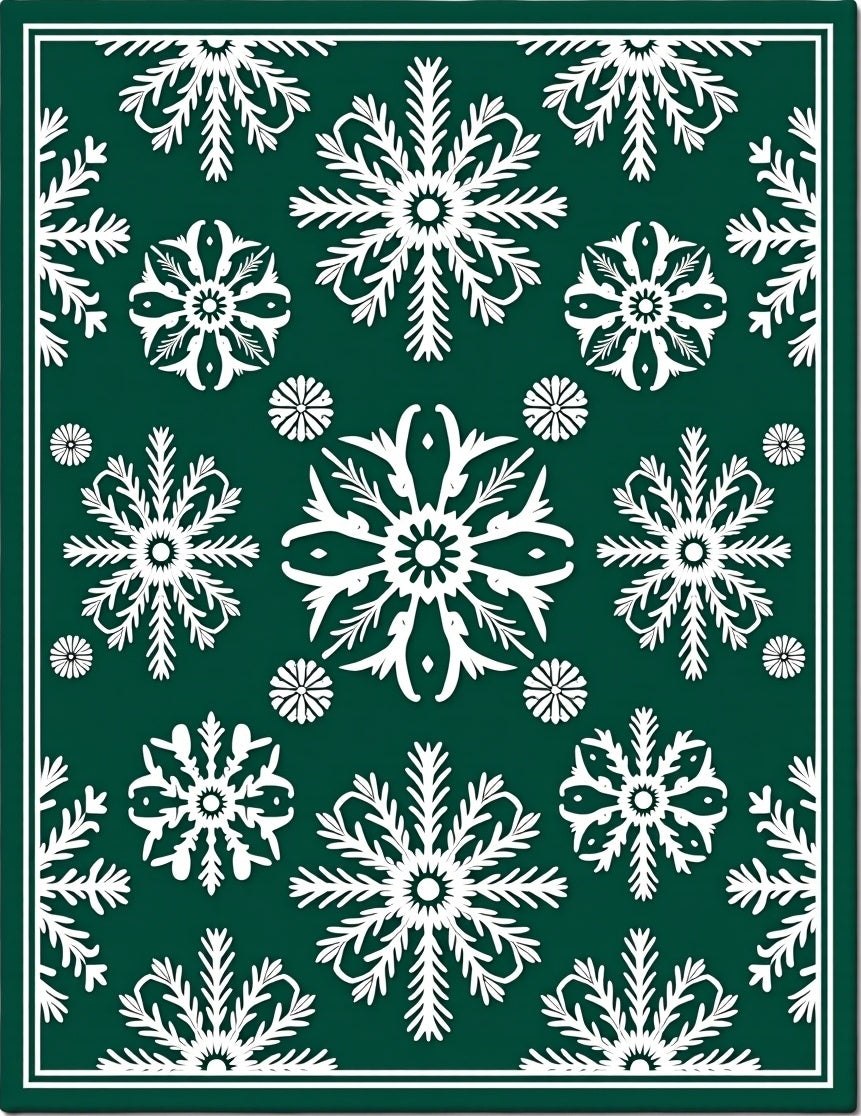 Forest Green Snowflake Medallion Rug