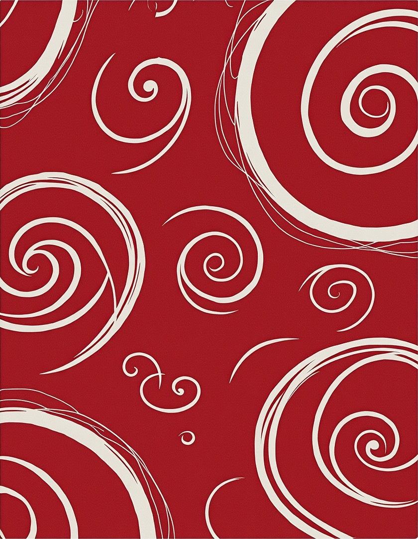 Crimson Red Swirling Abstract Rug
