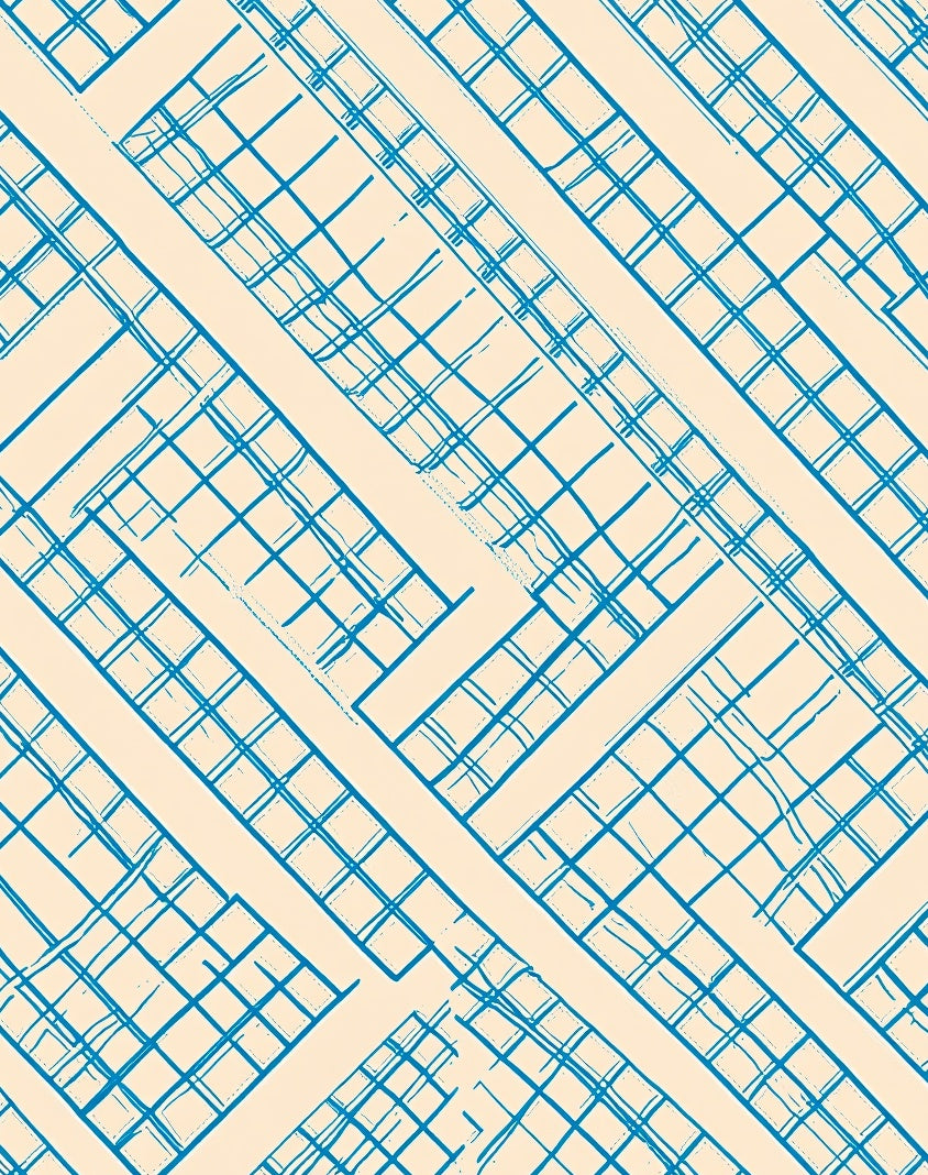 Crisscross Blue Diagonal Grid Rug