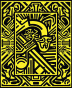 Bold Yellow Abstract Maze Rug