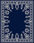 Midnight Blue Floral Medallion Frame Rug