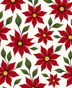 Red Poinsettia Floral Harmony Rug