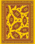 Golden Yellow Paisley Leaf Border Rug