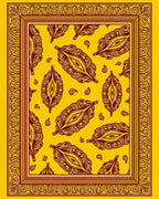 Golden Yellow Paisley Leaf Border Rug