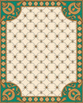 Ornate Teal Gold Courtly Lattice Rug