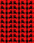 Red Black Plaid Animal Silhouette Rug