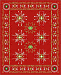 Crimson red With Starburst Accents Rug
