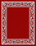 Rich Crimson White Floral Scroll Border Rug