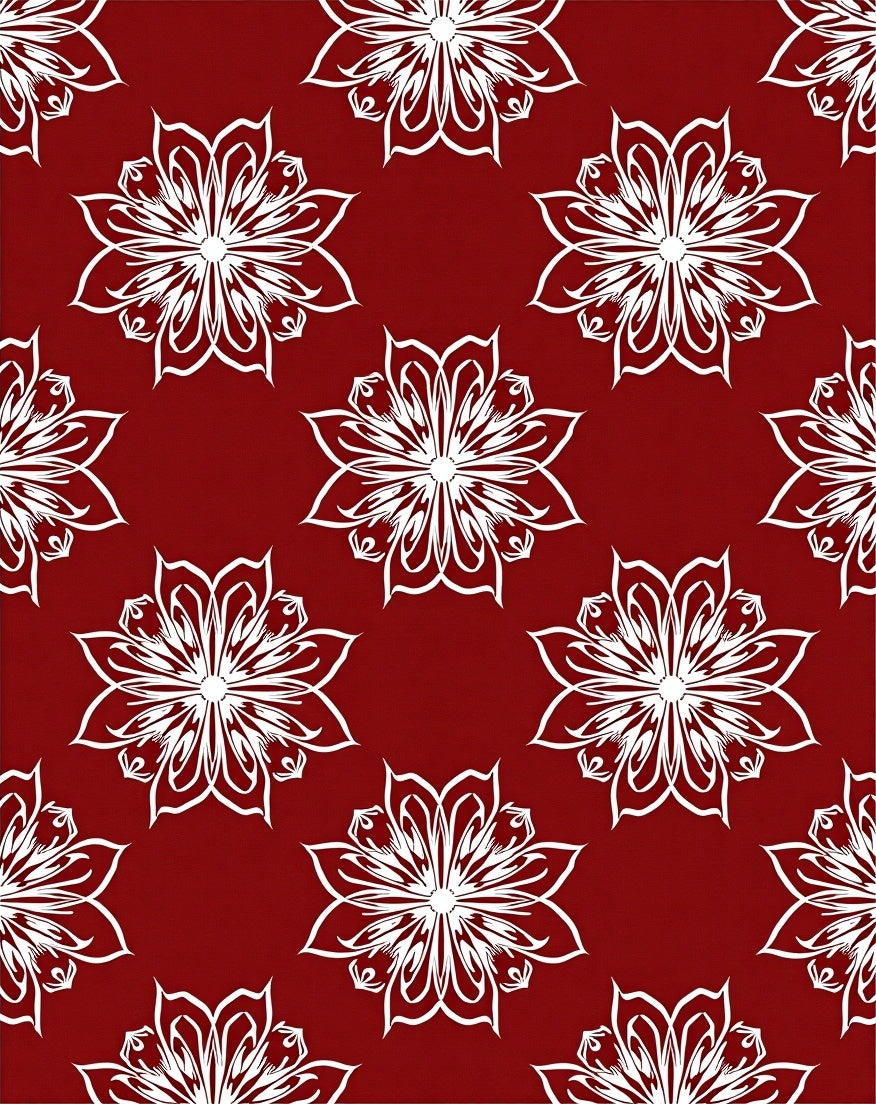 Crimson White Floral Bloom Medallion Rug