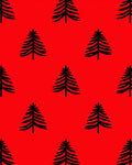 Black Trees on Bright Red Background Rug
