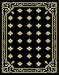 Black Golden Floral Square Medallion Rug
