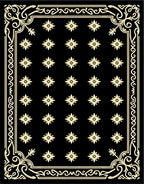 Black Golden Floral Square Medallion Rug
