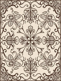 Brown Floral Damask Scrolling Vine Rug