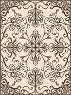 Brown Floral Damask Scrolling Vine Rug
