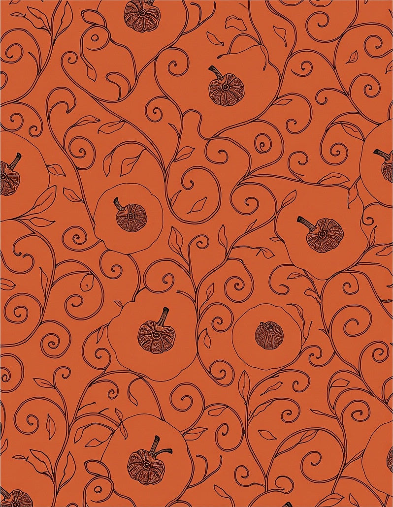 Rustic Pumpkin Vine Swirls Rug