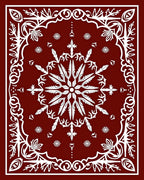 Crimson Bloom Radial Border Rug