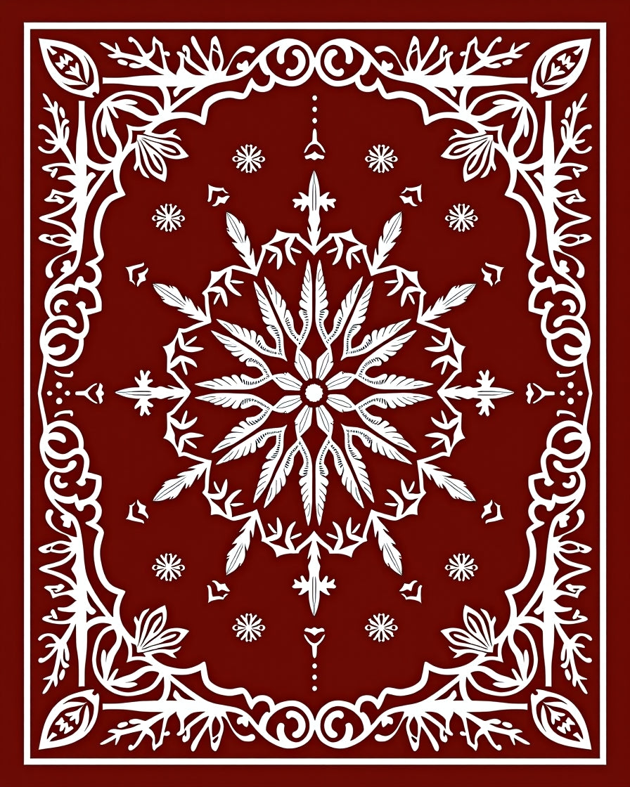 Crimson Bloom Radial Border Rug