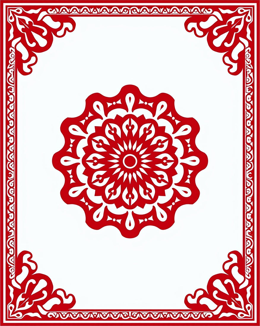 Bold Red Ornamental Medallion Rug
