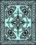 Art Nouveau Black Cyan Floral Medallion Rug