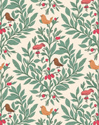 Whimsical Bird Berry Branch Garden Rug