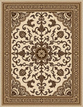 Vintage Cream Brown Floral Medallion Rug