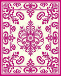 Crimson Floral Scrollwork Medallion Rug