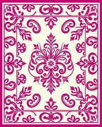 Crimson Floral Scrollwork Medallion Rug
