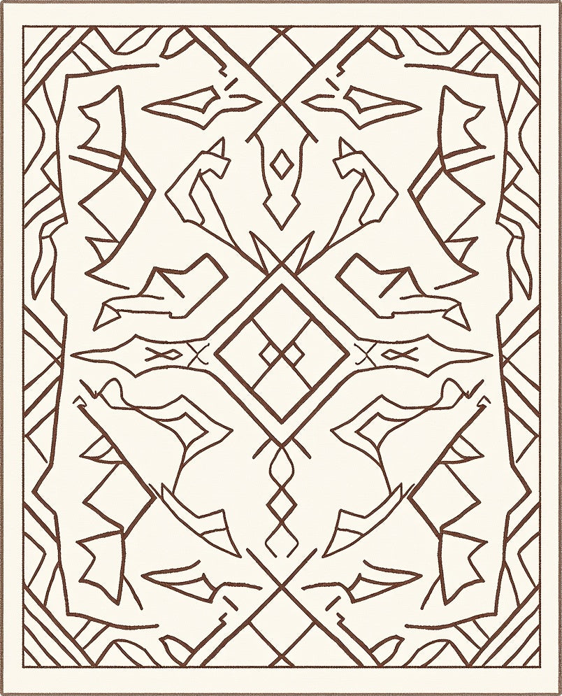 Bold Earthy Tone Geometric Animal Rug