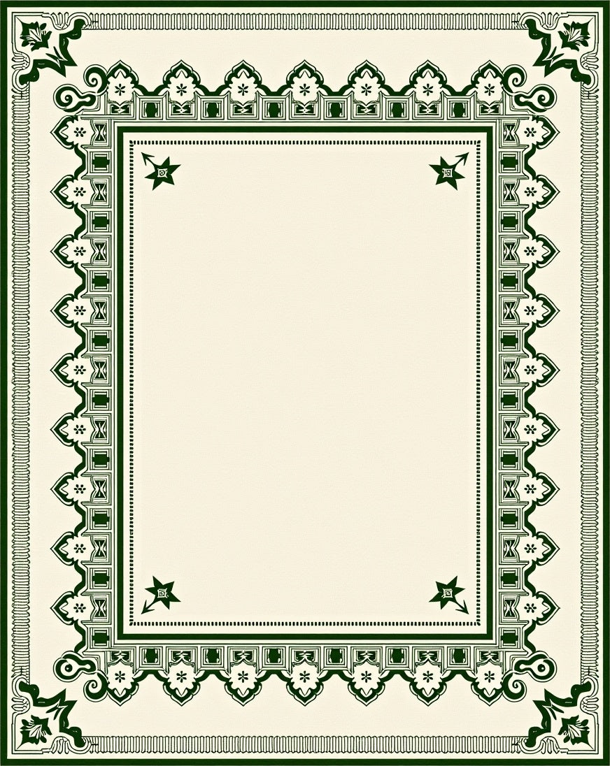 Deep Green Ornate Bordered Medallion Rug